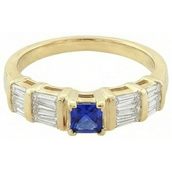 Bague Sri Lanka Saphir Bleu 2.51 Carat Or Jaune 14K