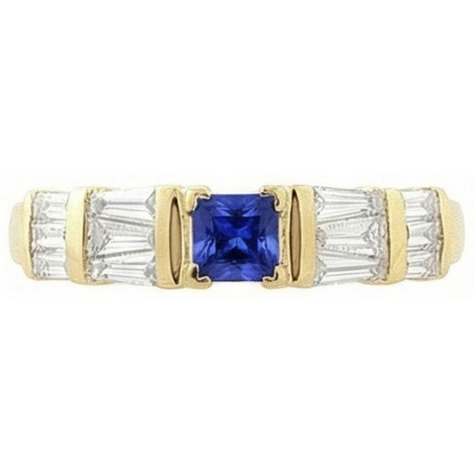 Bague Sri Lanka Saphir Bleu 2.51 Carat Or Jaune 14K