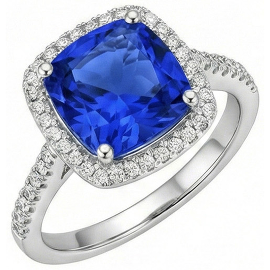 naturel cushion diamant 3.30carats bague angle de côté