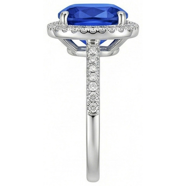 naturel cushion diamant 3.30carats bague vue de profil