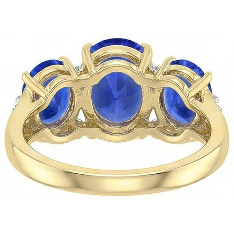 Bague Sri Lanka Saphir Bleu Diamants Naturels Extraits des Mines ( et non cultivés en laboratoire ) Ronds 6 Ct Bijoux