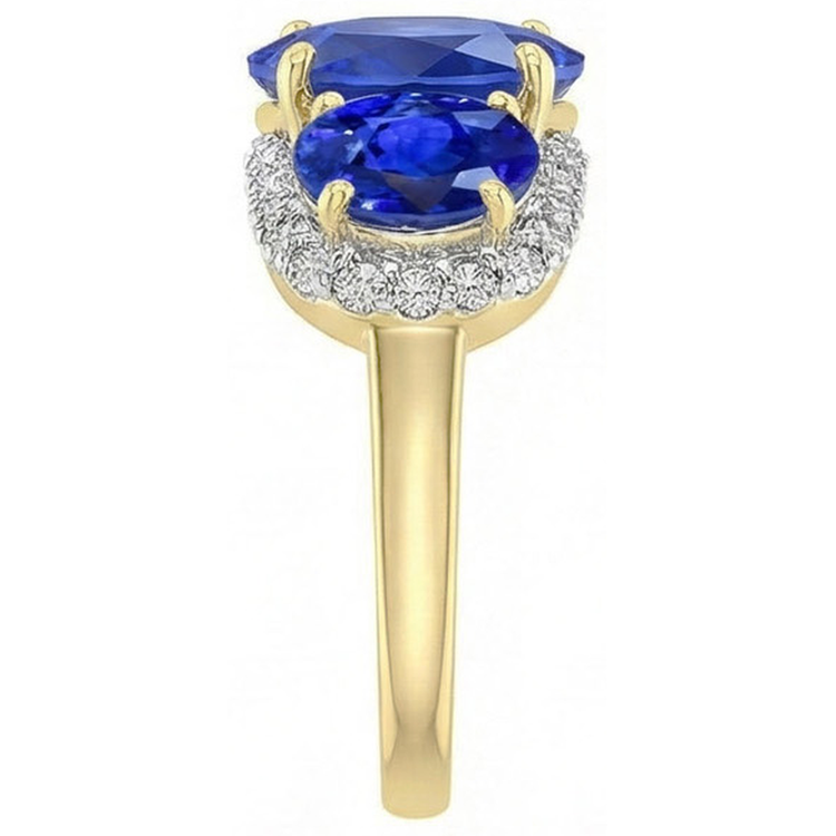 Bague Sri Lanka Saphir Bleu Diamants Naturels Extraits des Mines ( et non cultivés en laboratoire ) Ronds 6 Ct Bijoux