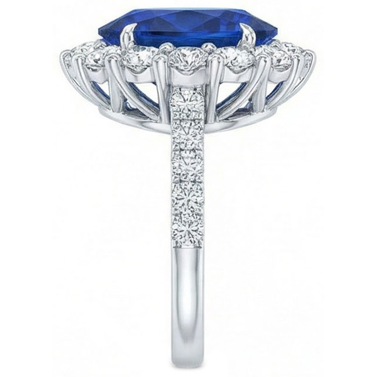 naturel round diamant 4.50carats bague vue de profil