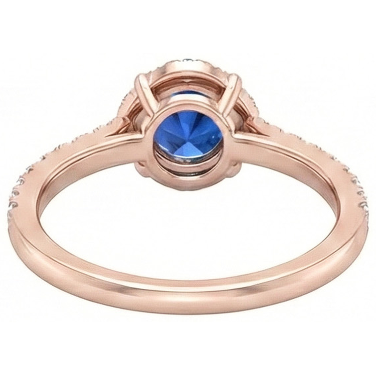 Bague Sri Lanka Saphir Diamants Naturels Extraits des Mines ( et non cultivés en laboratoire ) 3.25 Carats Or Rose