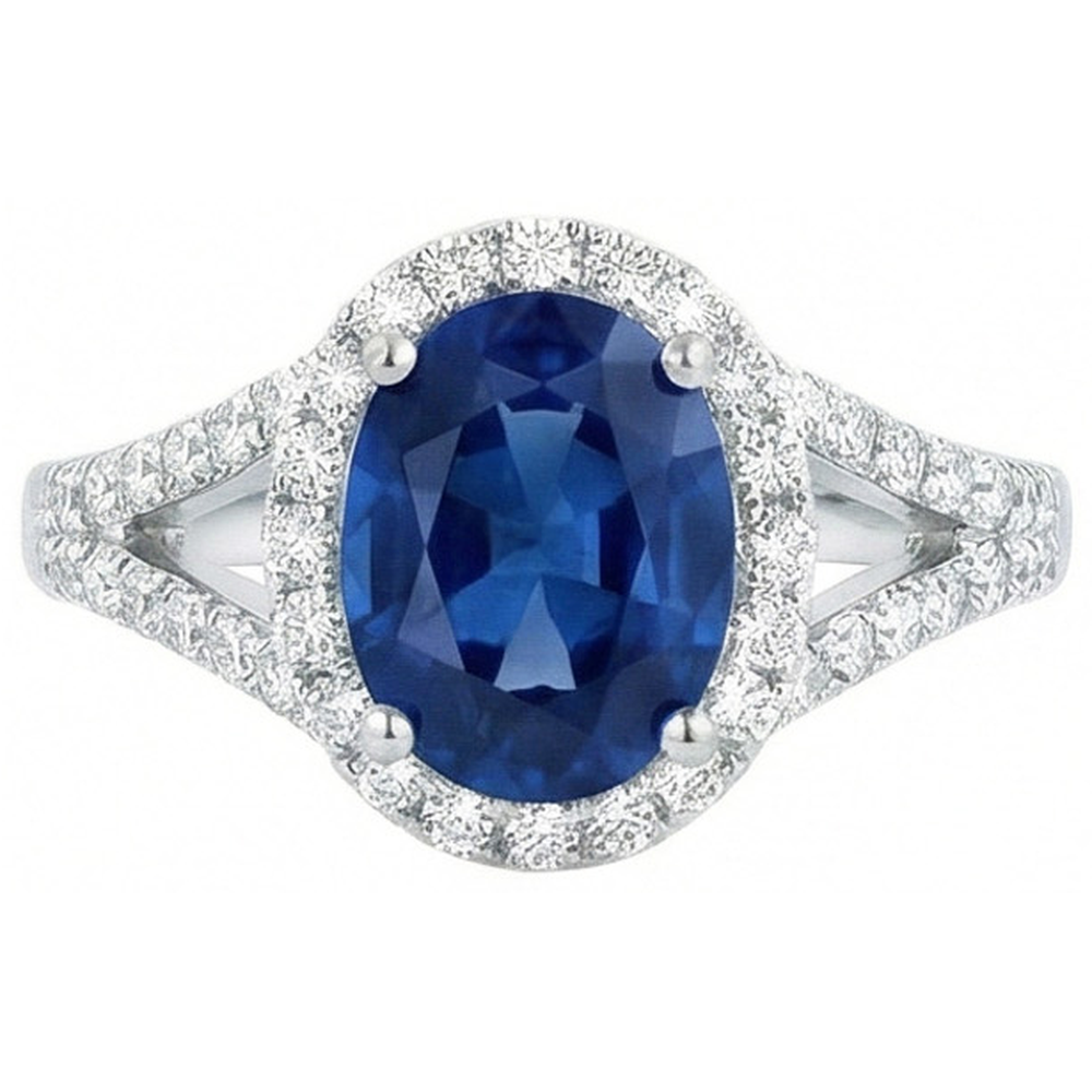 naturel oval diamant 3.40carats bague angle de côté