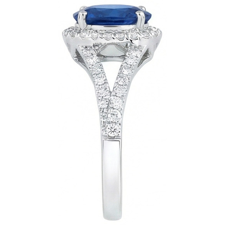 naturel oval diamant 3.40carats bague vue de profil