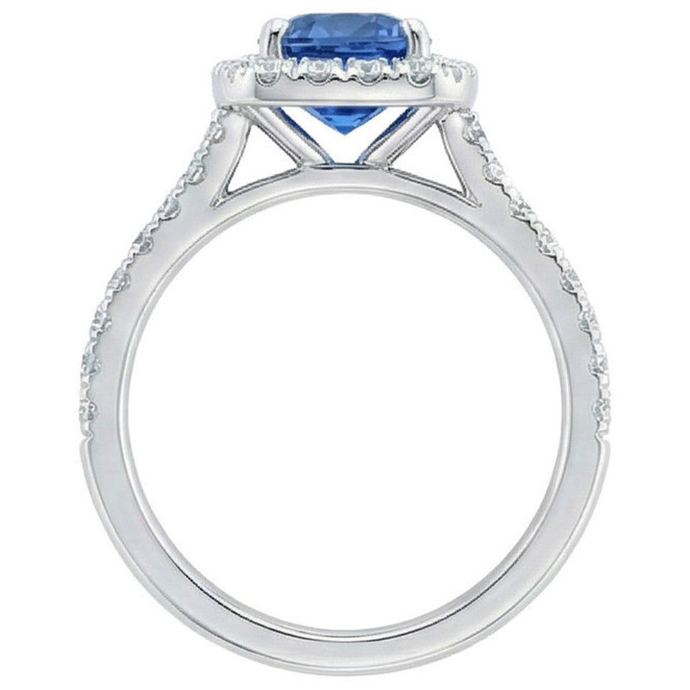 naturel cushion diamant 3.35carats bague vue de profil
