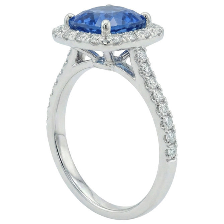 naturel cushion diamant 3.35carats bague vue de dessus