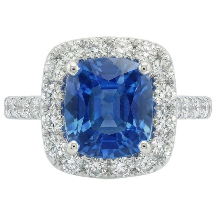 naturel cushion diamant 3.35carats bague angle de côté