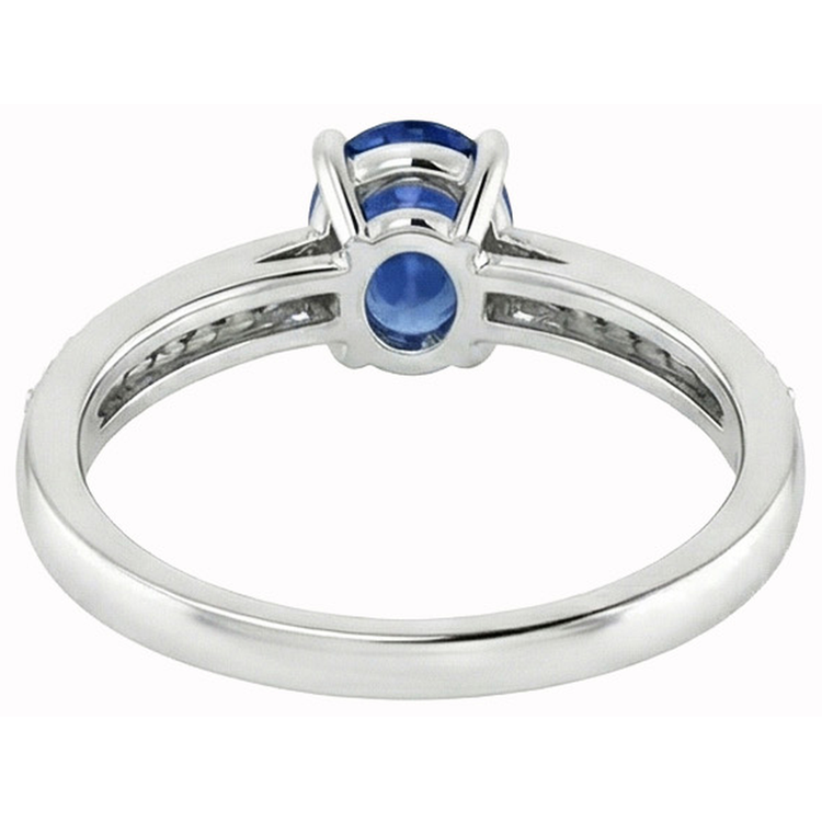 Bague Sri Lanka Saphir Ovale Avec Diamants Naturels Extraits des Mines ( et non cultivés en laboratoire ) Ronds 2.30 Ct