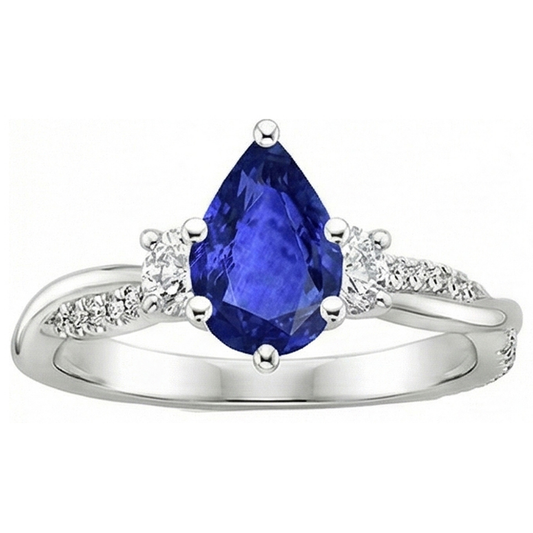 naturel pear diamant 6carats bague détail rapproché