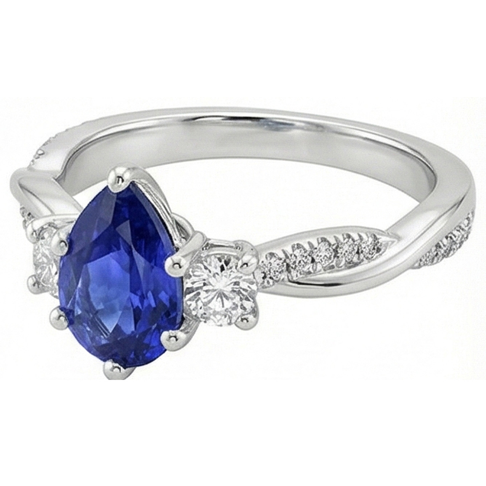 naturel pear diamant 6carats bague vue de dessus
