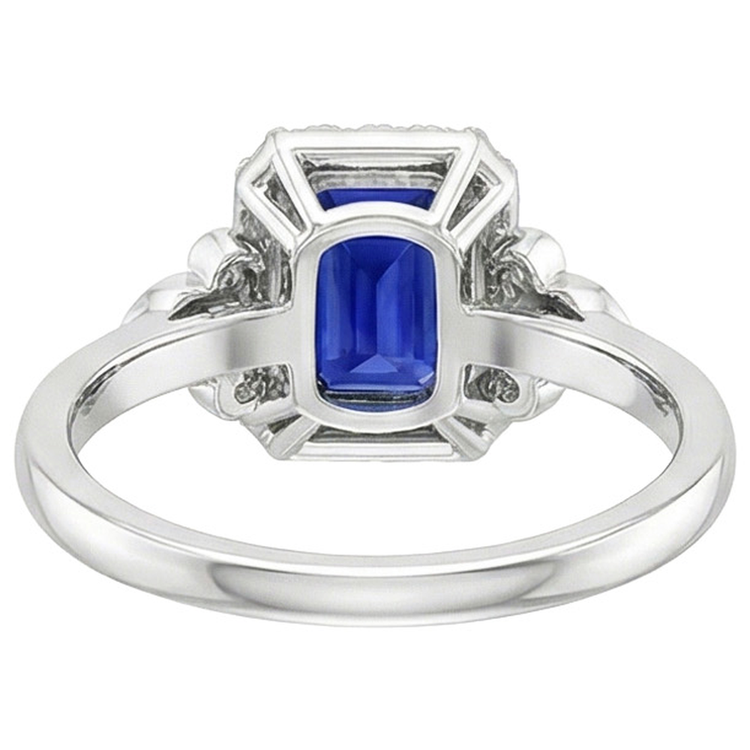 Bague Style Fleur Emeraude Saphir Ceylan & Diamant Naturels Extraits des Mines ( et non cultivés en laboratoire ) 4.25 Carats