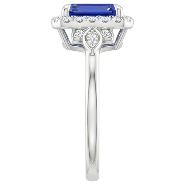 Bague Style Fleur Emeraude Saphir Ceylan & Diamant Naturels Extraits des Mines ( et non cultivés en laboratoire ) 4.25 Carats