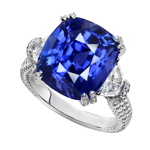 Bague Succession De Diamants Saphir Naturel