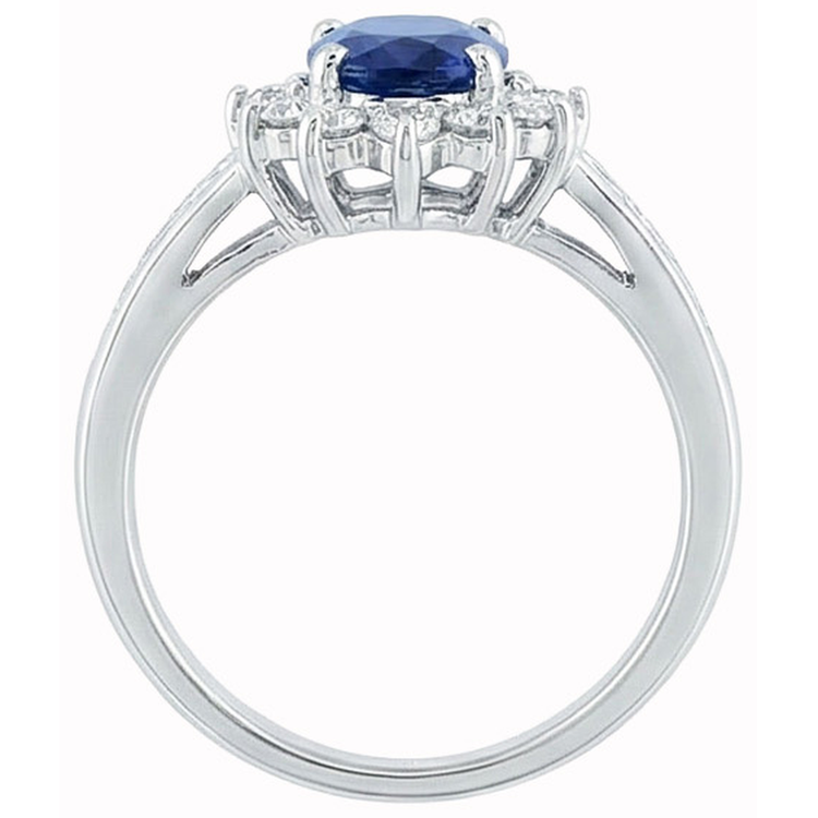 Bague Taille Ronde Saphir Et Diamants Naturels Extraits des Mines ( et non cultivés en laboratoire ) Sri Lanka Or Blanc 3.80 Ct