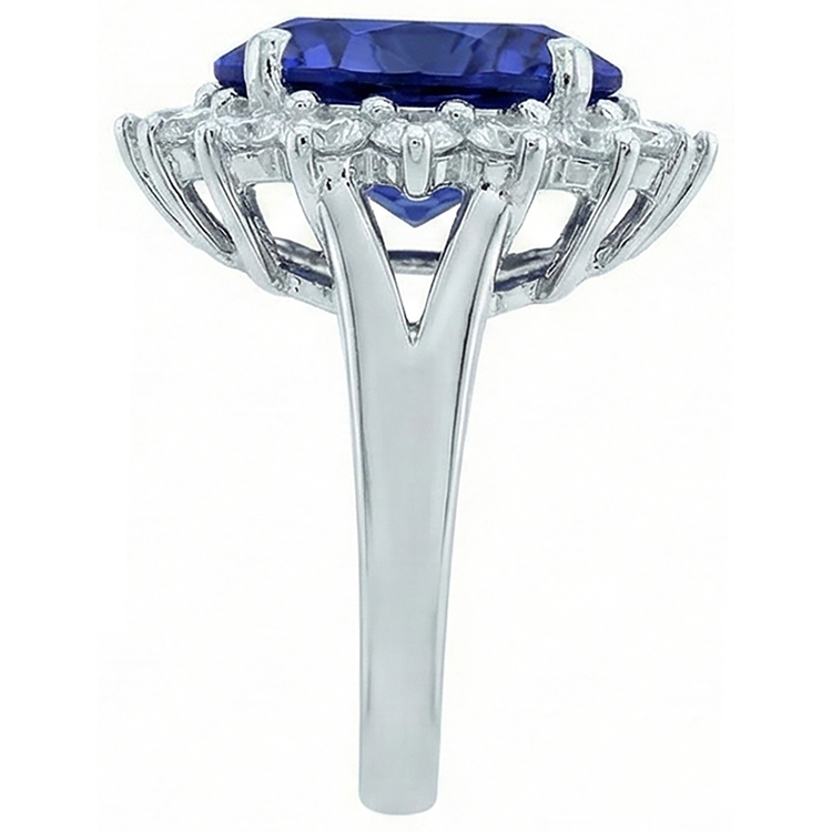 Bague Tanzanite 3.26 Carats Et Diamants Naturels Extraits des Mines ( et non cultivés en laboratoire ) Ronds Or Blanc 14K
