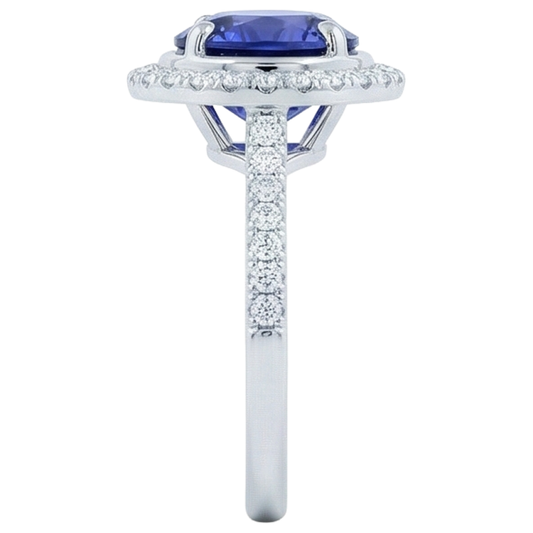 Bague Tanzanite 4.25 Carats Et Diamants Naturels Extraits des Mines ( et non cultivés en laboratoire ) Or Blanc 14K