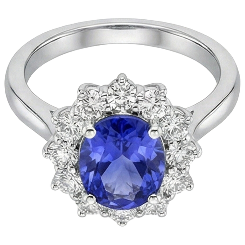 naturel oval tanzanite 4.35carats bague vue de dessus