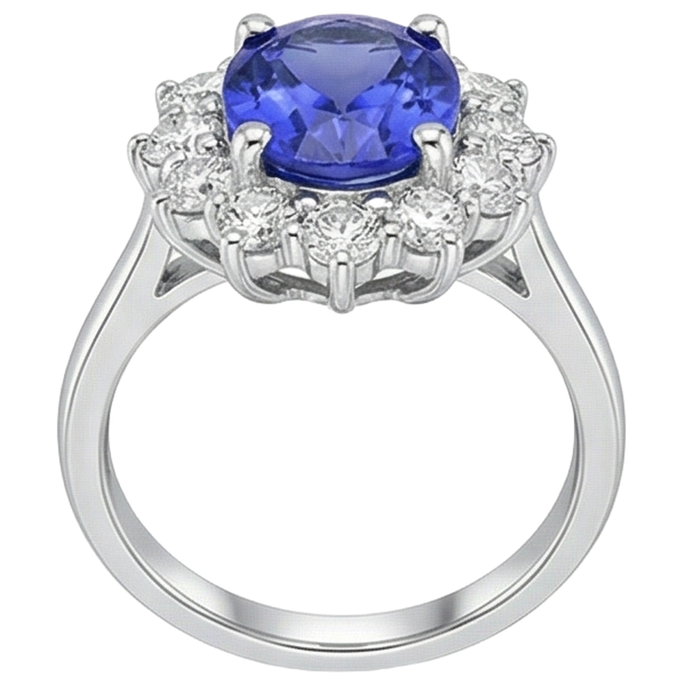 naturel oval tanzanite 4.35carats bague vue de profil