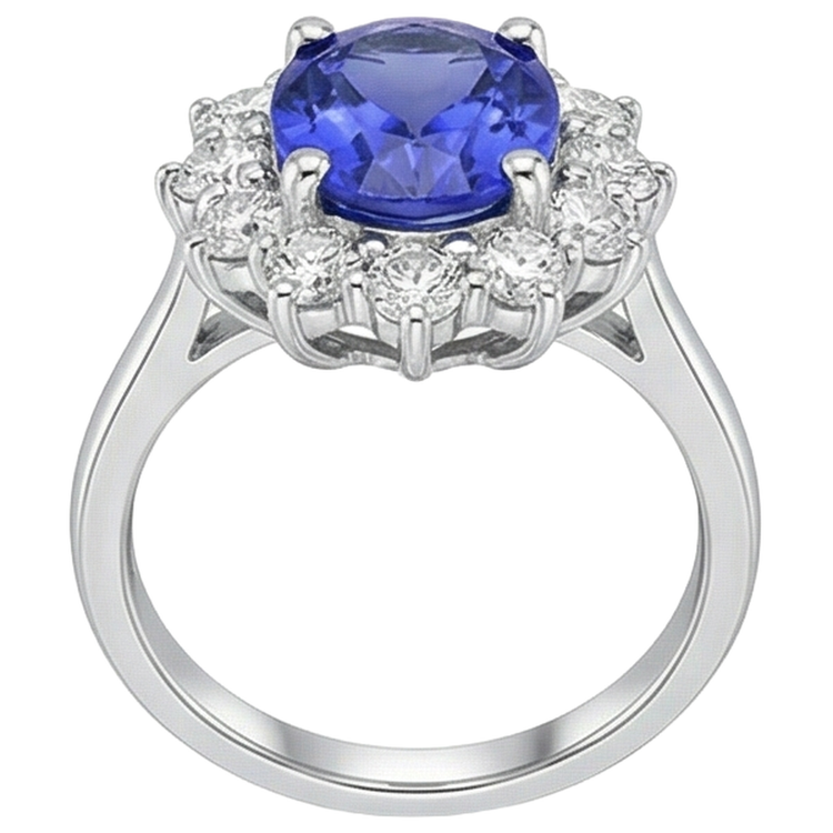 naturel oval tanzanite 4.35carats bague vue de profil