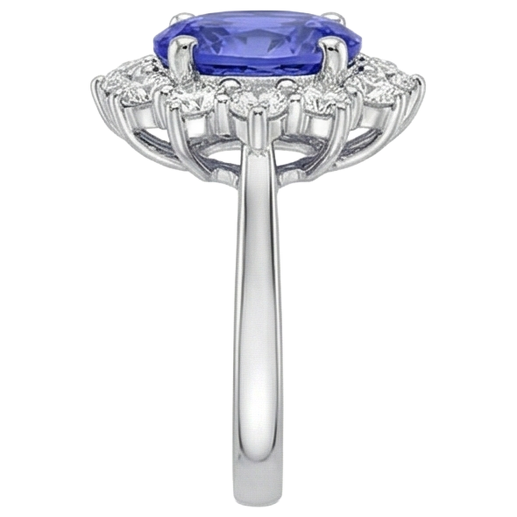 naturel oval tanzanite 4.35carats bague sur blanc