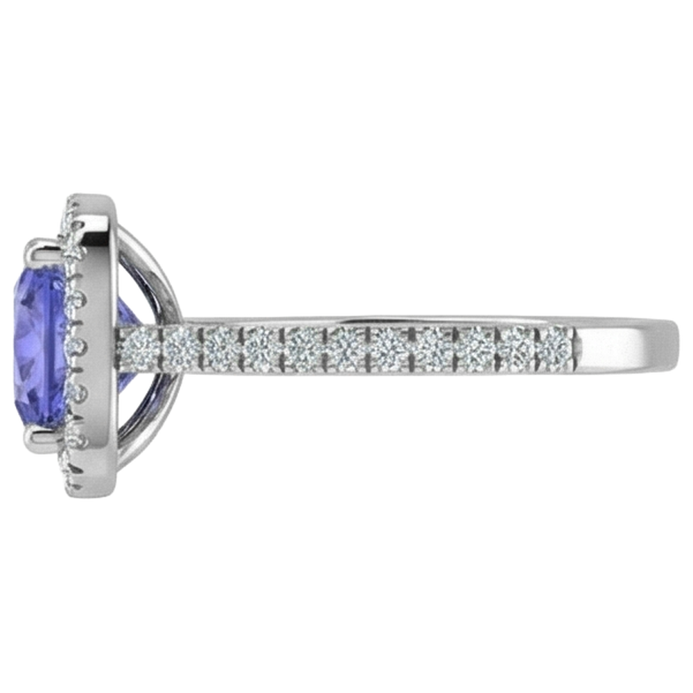 naturel cushion tanzanite 4.50carats bague vue de profil
