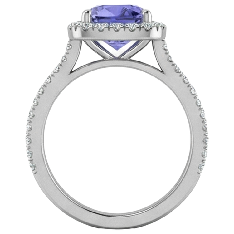 naturel cushion tanzanite 4.50carats bague sur blanc