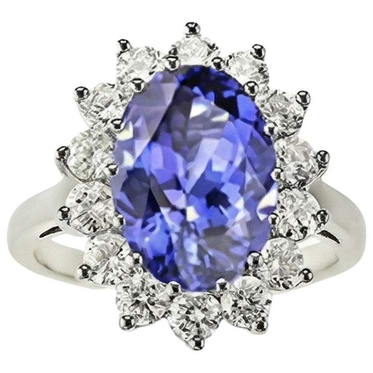 naturel oval tanzanite 5.80carats bague angle de côté