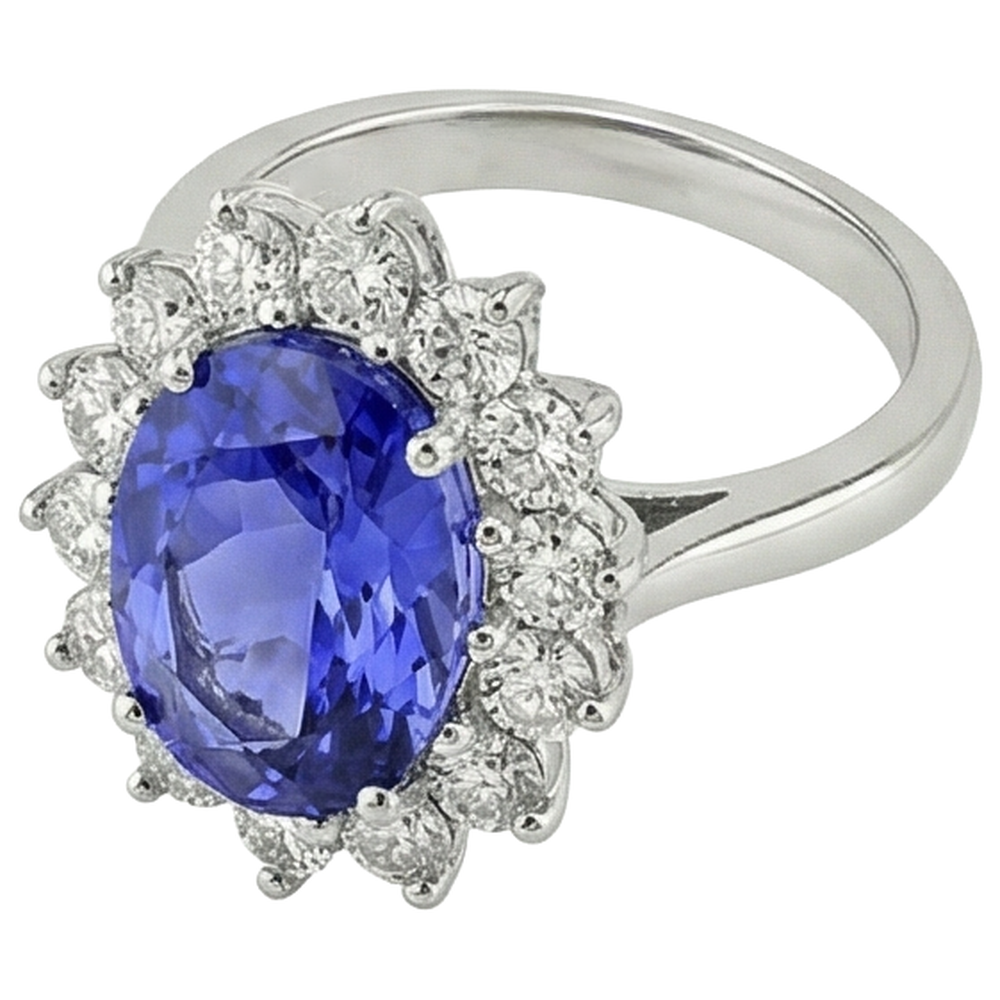 naturel oval tanzanite 5.80carats bague vue de profil
