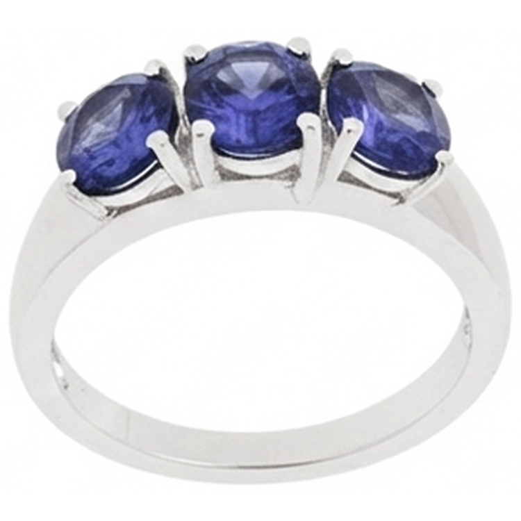 Bague Tanzanite Bleue 6 Carats Or Blanc 3 Pierres Pierres Précieuses Nouveau