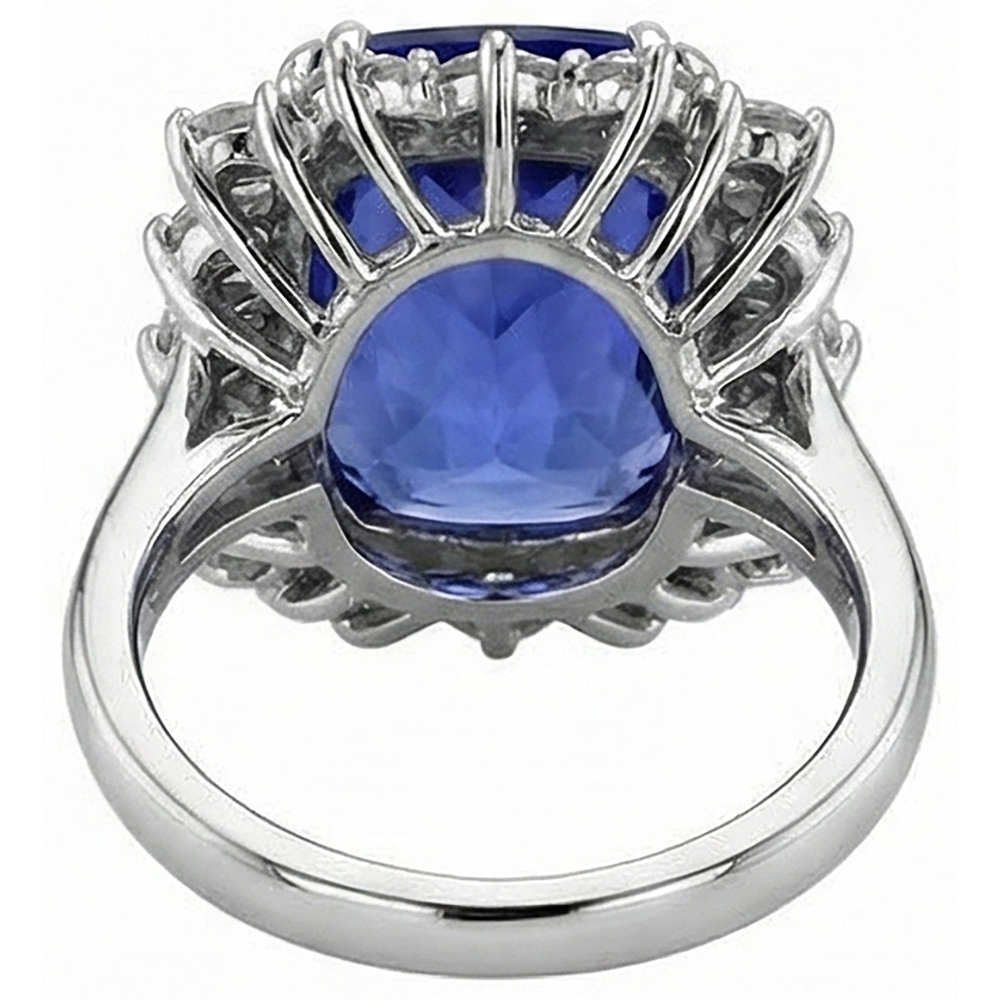 naturel cushion tanzanite 6.50carats bague avec accents diamants