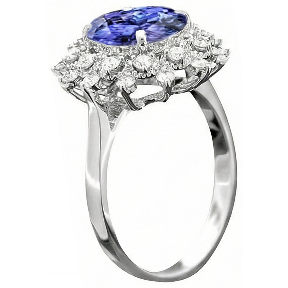 naturel round tanzanite 3.75carats bague angle de côté