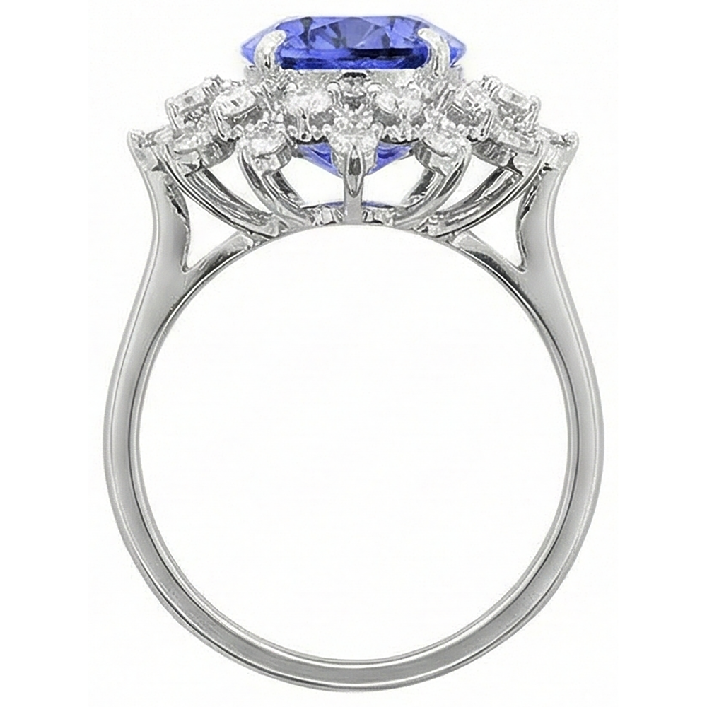 naturel round tanzanite 3.75carats bague détail rapproché