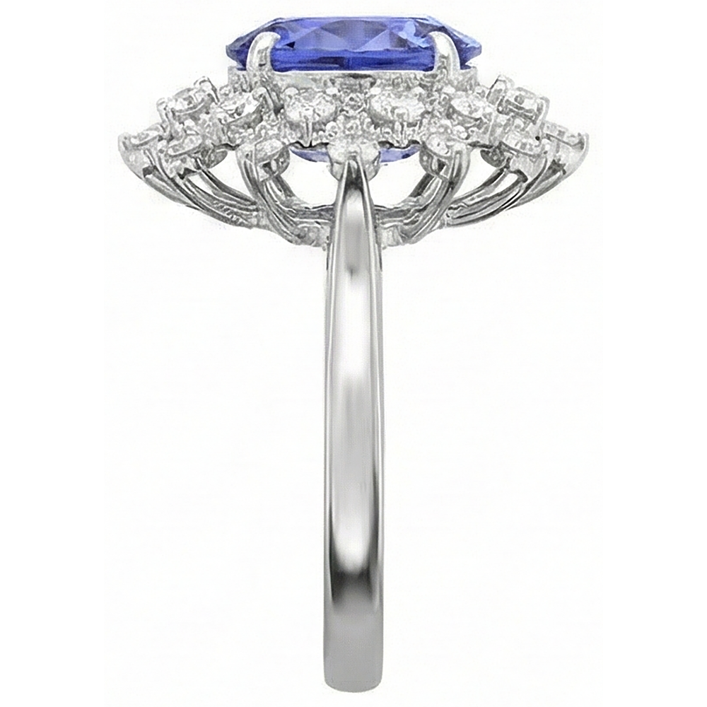 naturel round tanzanite 3.75carats bague vue de dessus