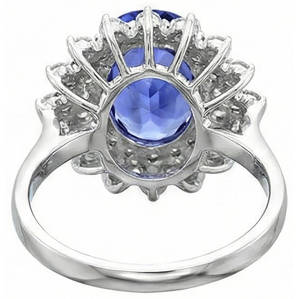 naturel round tanzanite 3.75carats bague vue de profil