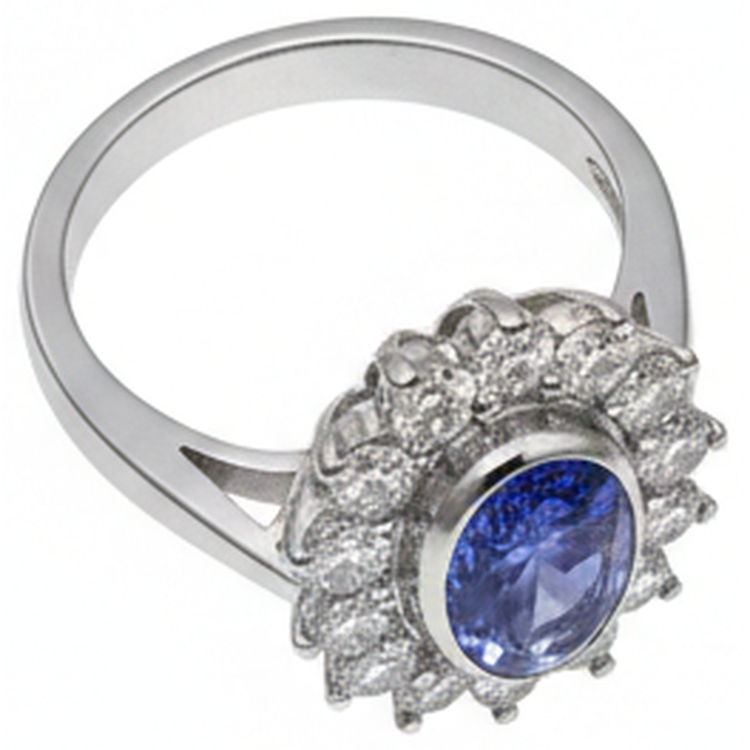 naturel oval tanzanite 3.30carats bague détail rapproché