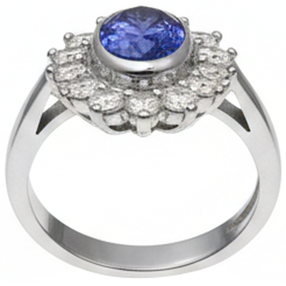 naturel oval tanzanite 3.30carats bague vue de profil
