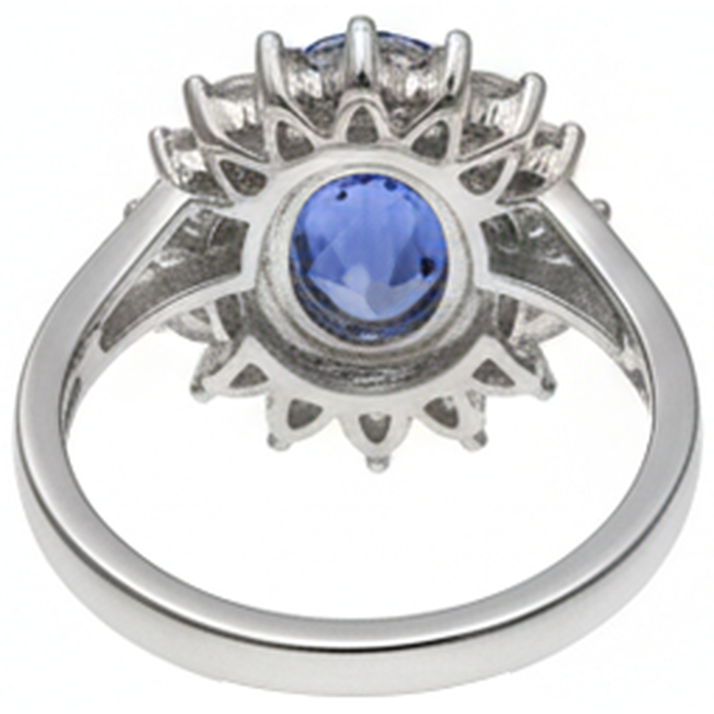 naturel oval tanzanite 3.30carats bague sur blanc
