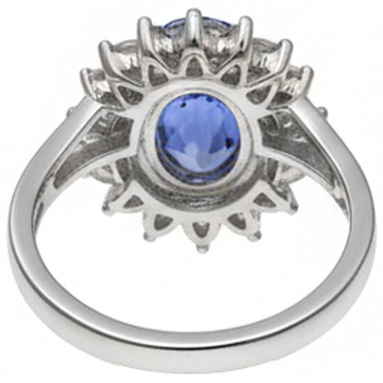 naturel oval tanzanite 3.30carats bague sur blanc