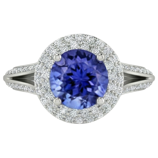 naturel tanzanite 3.75carats bague angle de côté