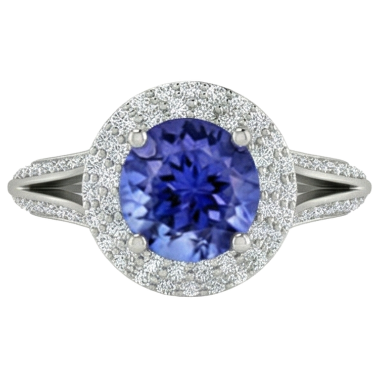 naturel tanzanite 3.75carats bague angle de côté