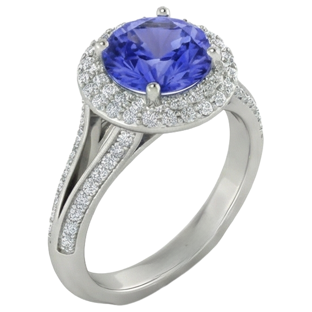 naturel tanzanite 3.75carats bague détail rapproché