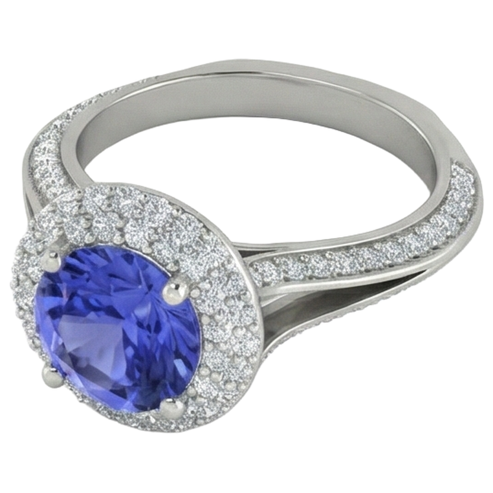 naturel tanzanite 3.75carats bague vue de dessus