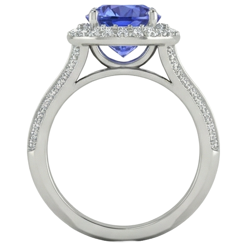 naturel tanzanite 3.75carats bague sur blanc