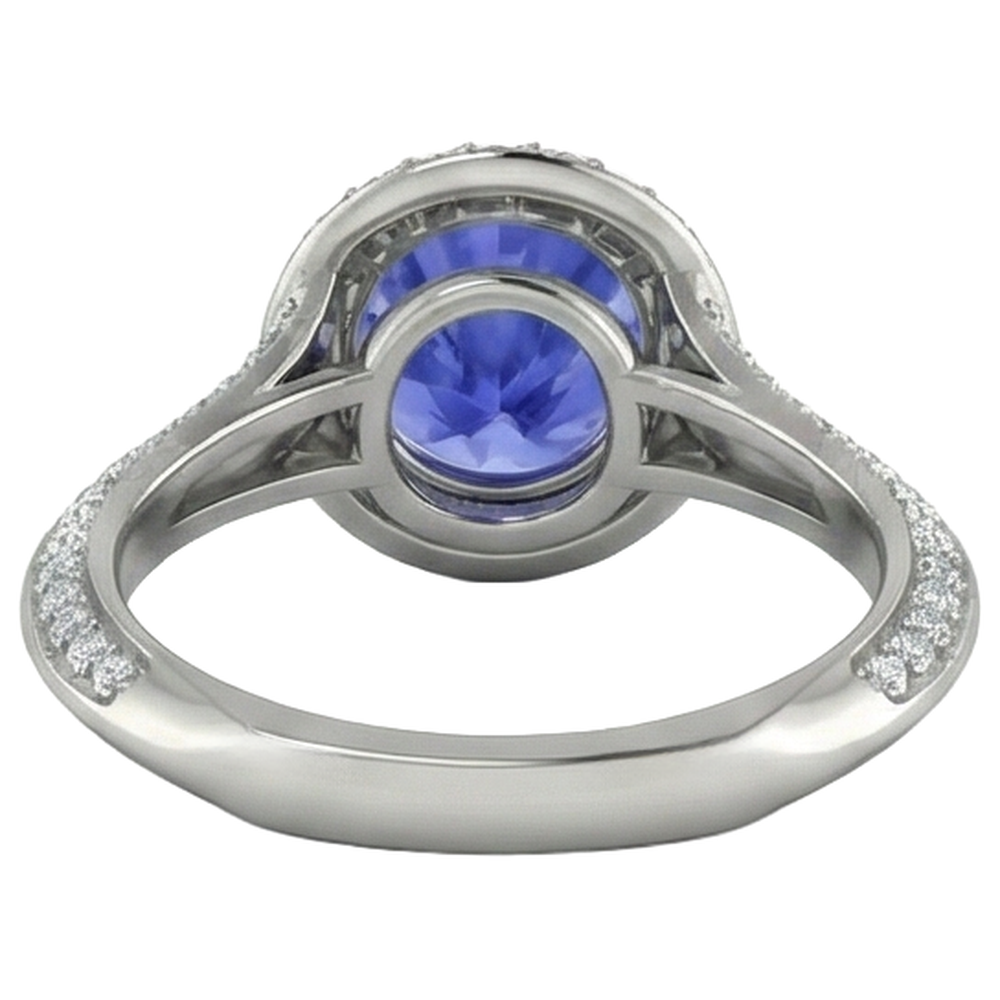 naturel tanzanite 3.75carats bague avec accents diamants