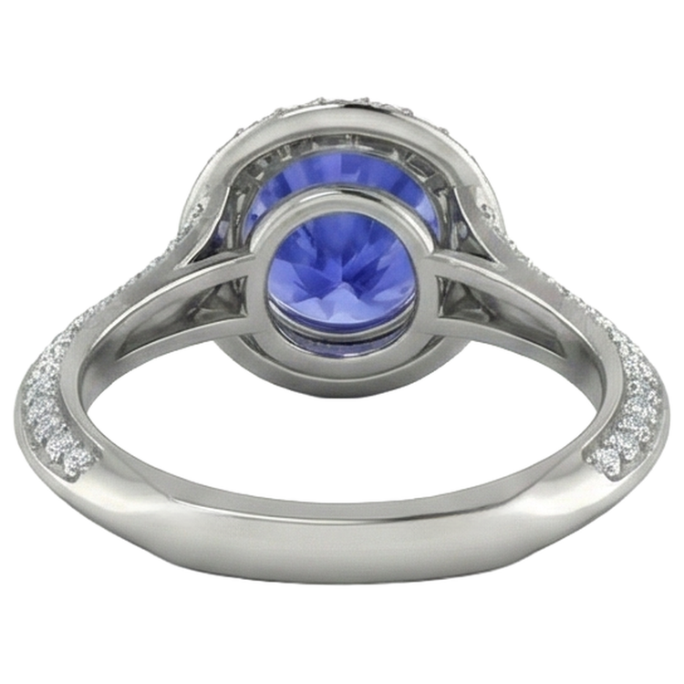 naturel tanzanite 3.75carats bague avec accents diamants