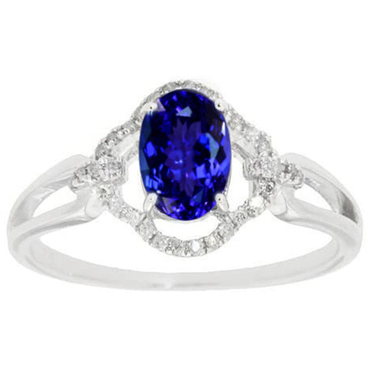 naturel oval tanzanite 6.70carats bague angle de côté