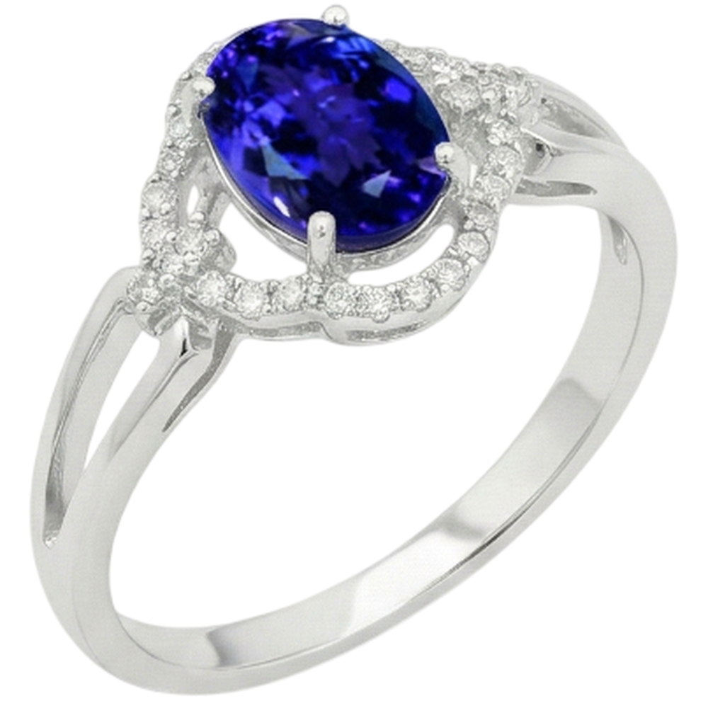 naturel oval tanzanite 6.70carats bague détail rapproché