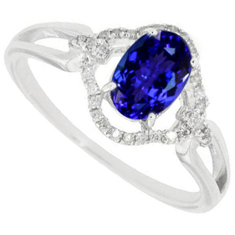 naturel oval tanzanite 6.70carats bague vue de dessus